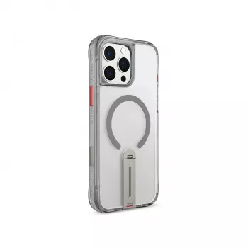 Skinarma Helix tok iPhone 16 Pro-hoz, mágneses töltés, 360°-ban forgó állvány, titán