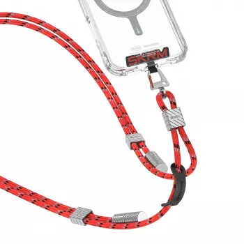 Skinarma Dyno Ve 2 az 1-ben telefontartó nyakpánt USB-C töltőkábellel, 30 cm, piros