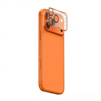 Skinarma Magma teljes matt kameravédő iPhone 17 Pro Max-hoz - narancssárga