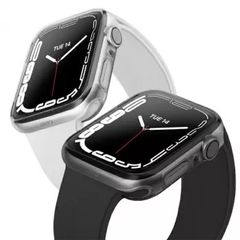 UNIQ Glase tok Apple Watch Series 7/8/9 41mm-hez, dupla csomag, átlátszó és füstös védőtok