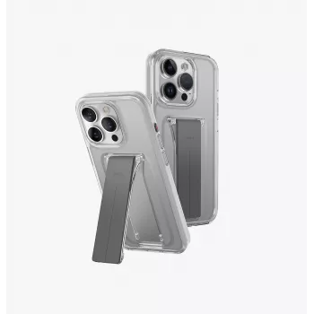 UNIQ Heldro Mount with Stand tok iPhone 15 Pro Max 6,7 inch készülékhez, Lucent Clear