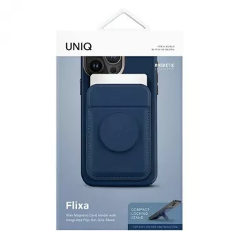 UNIQ Flixa mágneses pénztárca-állvány MagSafe iPhone 12-15 sorozathoz, Marineblau