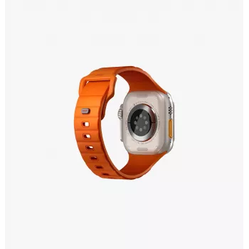 UNIQ Stride Apple Watch Series 1/2/3/4/5/6/7/8/9/SE/SE2/SE3/Ultra/Ultra 2/Ultra 3 42/44/45/49mm FKM gumi szíj Volt Orange