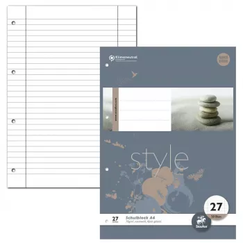 Staufen 10 levélblokk Style vonalas A4 4-szer lyukasztott 80 lap blokkonként fehér
