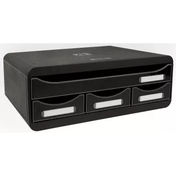 Exacompta TOOLBOX MINI fiókos doboz 4 fiókkal, A4, 355 x 270 x 134 mm, fekete (319714D)