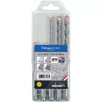 Alpen SDS+ F4 MB5 5-6x110/6-8-10 x160 fúrókalapács fúró készlet, 5 darabos