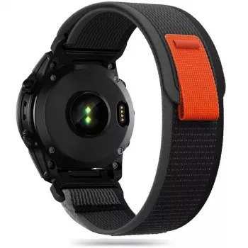 TECH-PROTECT nylon óraszíj Garmin Fenix 5 / 6 / 6 Pro / 7 - fekete/narancs
