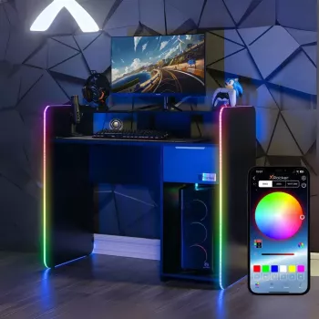 X Rocker 2023269 gamer íróasztal LED-del, fekete