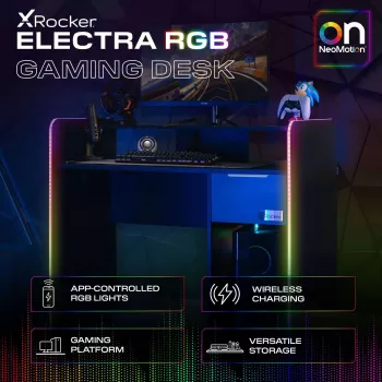 X Rocker 2023269 gamer íróasztal LED-del, fekete