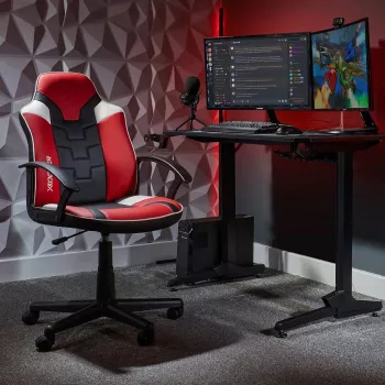 X Rocker Saturn 5120101 gamer irodaszék tinédzsereknek, 100 kg-ig, fekete/piros