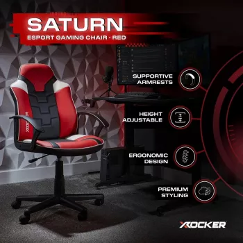 X Rocker Saturn 5120101 gamer irodaszék tinédzsereknek, 100 kg-ig, fekete/piros