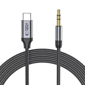 TECH-PROTECT ULTRABOOST USB-C–3,5 mm mini jack audiokábel 100 cm fekete