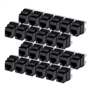 StarTech.com Cat6 keystone jack 24 darabos csomag RJ45 Ethernet keystone dugó UTP Cat6 fali csatlakozó 180 fokos 110 punch down fekete