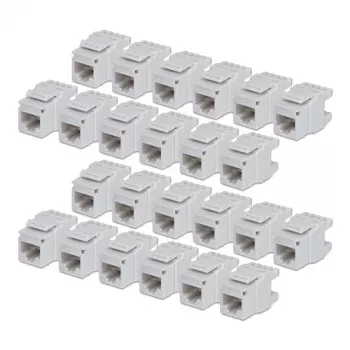 StarTech.com Cat6 keystone jack 24 darabos csomag, RJ45 Ethernet keystone csatlakozó, UTP Cat6 fali aljzat, 180 fokos 110 punch down, fehér