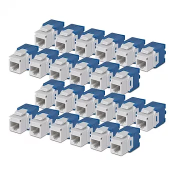 StarTech.com Cat6 keystone jack 24 darabos csomag 180 fokos szerszám nélküli RJ45 Ethernet keystone csatlakozó, UTP, fehér