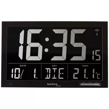 Technoline WS 8007 digitális ébresztőóra - fekete - LCD - rádióvezérlésű - elemes