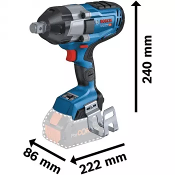 BOSCH Professional BITURBO GDS 18V-1050 HC akkumulátoros ütvecsavarozó, 3/4 inch négyszögmeghajtás, 18 V, Solo (kék/fekete, Bluetooth, L-BOXX)