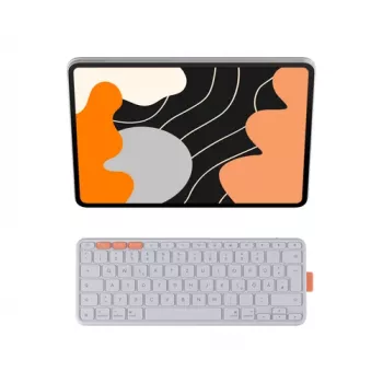 Logitech Flip Folio billentyűzetes tok Apple 13 inch iPad Air (M2, M3) készülékhez - világosszürke - QWERTZ német kiosztás