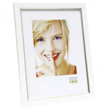 Deknudt S46AF1 egyedi képkeret 13x18 cm ezüst MDF műanyag fehér paszpartuval