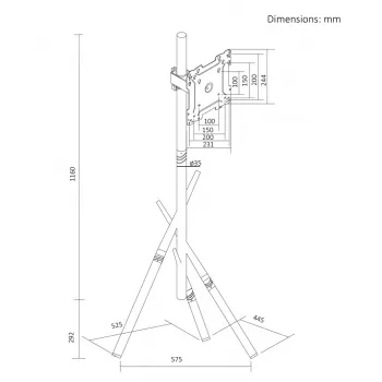 Maclean TV padlóállvány/-tartó, 27-55 inch, max. VESA 200x200, max. 60 kg, fehér, MC-181 W