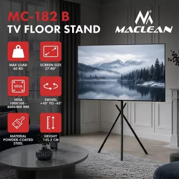 Maclean TV-állvány/tartó, 37-80 inch, VESA 600x400, 60 kg, MC-182 B