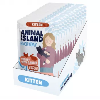 ANIMAL ISLAND Kitten Turkey & Rabbit nedves táp macskáknak 12x85g