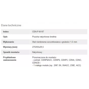 ACO CDN-P-M NT fali keret medium fedéllel CDNP5/6, CDNC/B, CDNA-hoz