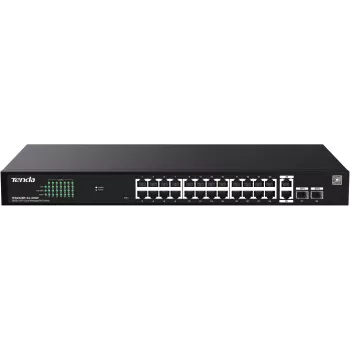 Tenda TEG2228P-24-410W menedzselt PoE+ switch 26x Gigabit Ethernet + 2x SFP, 410W