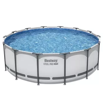 Bestway 5612X Steel Frame Above Ground Pool 427 x 122 cm (14 ft x 48 in) kerek vázas medence szűrőpumpával, létrával, takaróval, talajfóliával és ChemConnect adagolóval