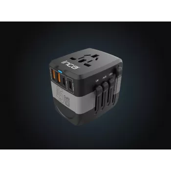 INCA univerzális utazási adapter USA/EU/UK/AUS fekete