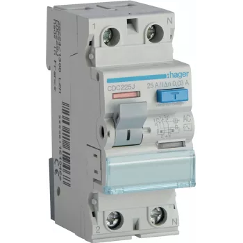 HAGER CDC225J RCCB 1P+N 25A 30mA 6kA AC hibaáram-védőkapcsoló