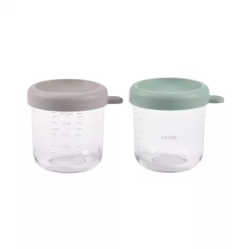BEABA üvegdoboz-készlet fedőkkel 2 x 250 ml zsályazöld/Gazelle