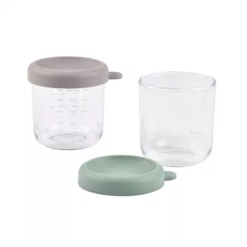 BEABA üvegdoboz-készlet fedőkkel 2 x 250 ml zsályazöld/Gazelle