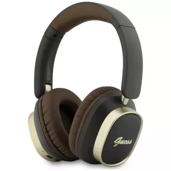 Guess Bluetooth over-ear fejhallgató ENC Rectangle Metal Script barna