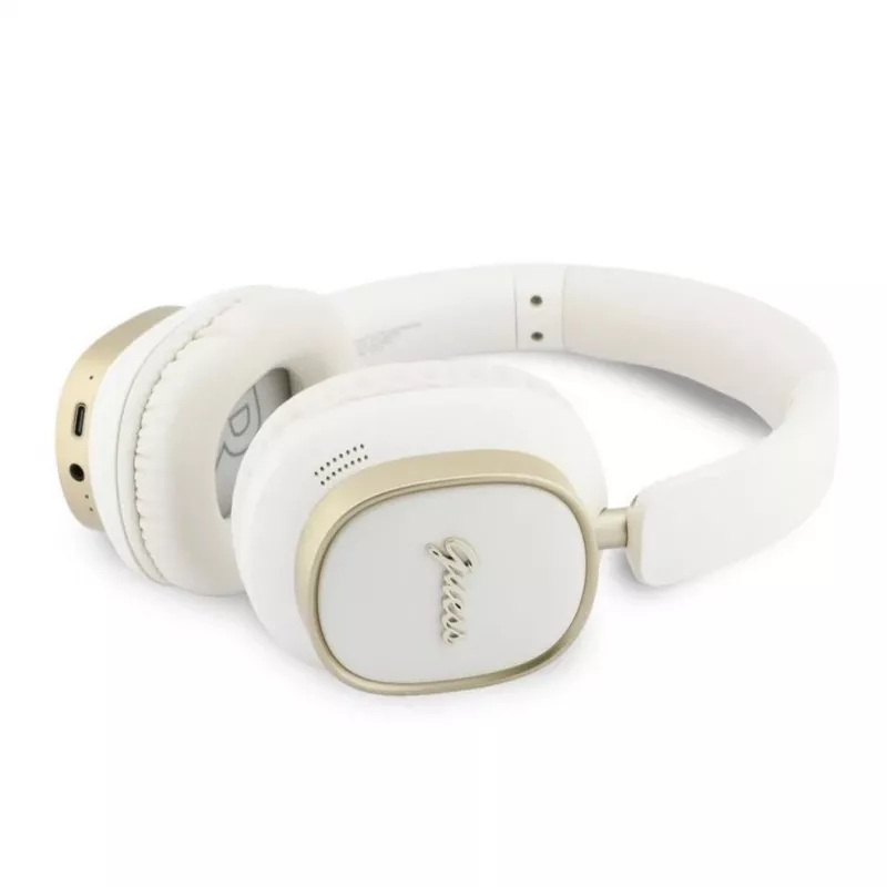 Guess Bluetooth ENC Rectangle Metal Script over-ear fejhallgató fehér