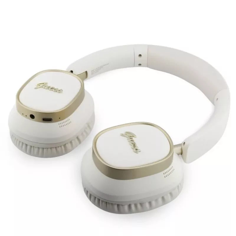 Guess Bluetooth ENC Rectangle Metal Script over-ear fejhallgató fehér