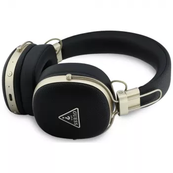Guess over-ear Bluetooth fejhallgató ENC-vel, fémes szemcsézett háromszög logó, fekete