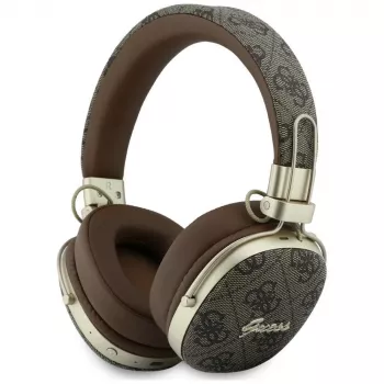 Guess GUE005462 Bluetooth fejhallgató ENC-vel, fém dizájn, 4G Script logó, barna