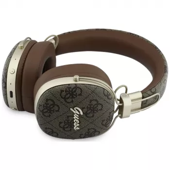 Guess GUE005462 Bluetooth fejhallgató ENC-vel, fém dizájn, 4G Script logó, barna