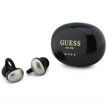 Guess nyitott fülű sztereó Bluetooth fejhallgató fémes felülettel, galvanizált részekkel és klasszikus logóval fekete