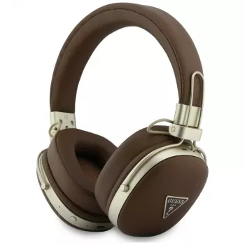 Guess GUE005460 Bluetooth fejhallgató ENC-vel, barna, fémes háromszög logó