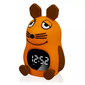 DieMaus gyerek ébresztőóra éjszakai fénnyel - analóg kvarc, meleg fehér éjszakai fény, több színű (kék/narancssárga)