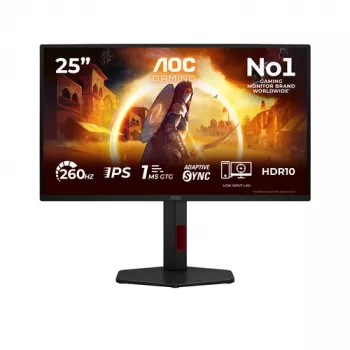 AOC Gaming 25G4ZR - 25 inch Full HD monitor, 260 Hz túlhajtva, 1 ms, G-Sync-kompatibilis, HDR10 (1920x1080, 2x HDMI 2.0, DP 1.4) fekete/piros