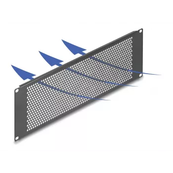DELOCK 19 inch vakpanel kerek lyukakkal 3U fekete