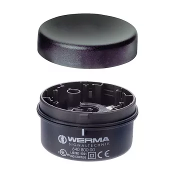 WERMA Signaltechnik KombiSIGN 71 folyamatos fény elem, fekete ház, tiszta lencse, polikarbonát, IP65, 70 mm átmérő, 66 mm magasság, E14 foglalat, max. 7 W, 640.800.00
