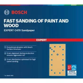 Bosch Expert C470 csiszolólap, 115 x 230 mm, K240 szemcse (50 darabos csomag, rezgőcsiszolóhoz)