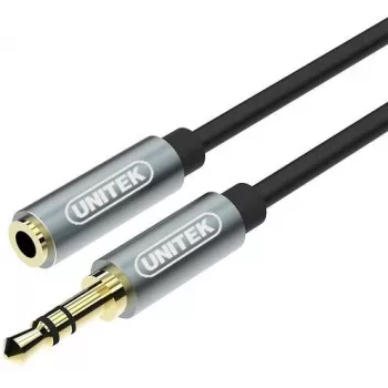 UNITEK 3,5mm audio hosszabbítókábel 1m - jack dugó - aljzat, aranyozott, fekete