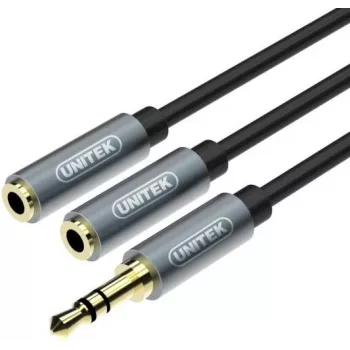 UNITEK Y-C956ABK 3,5mm mini jack dugó - 2x 3,5mm jack aljzat audio splitter adapterkábel - fekete