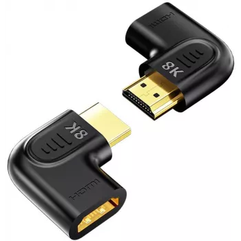 UNITEK lapos szögű 8K HDMI adapter 90° és 270° (2 darabos csomag) – fekete