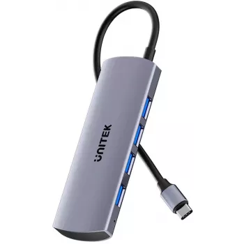 UNITEK 4 portos USB-C hub 10 Gbps, 4x USB-A, Space Gray